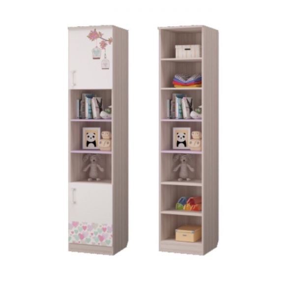 Шкаф для книг с 2-мя дверками Адель, 451х446х2136, Ясень светлый/Белый