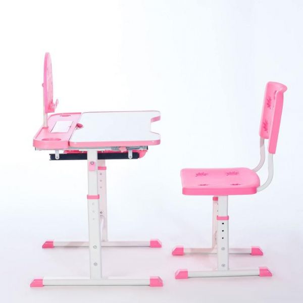 Растущая парта со стулом S01, розовая, ростовая группа №3-4