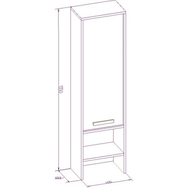 Шкаф-надстройка Nature 93, 400 ? 253 ? 1350 мм, цвет гаскон пайн