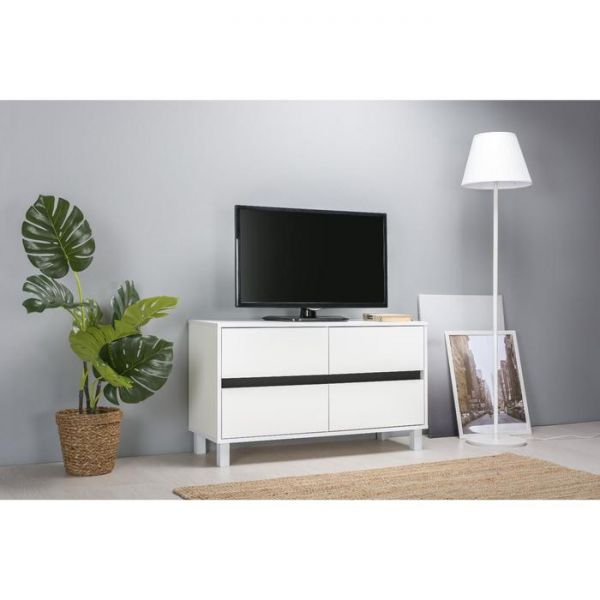 Тумба ТВ Квадро 13.277, 1000х368х540, Белый премиум