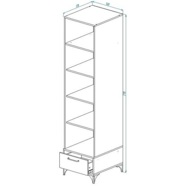 Стеллаж С-12 Фьюжн 500х570х2110 Белый/корпус Глиняный серый/ Артвуд светлый