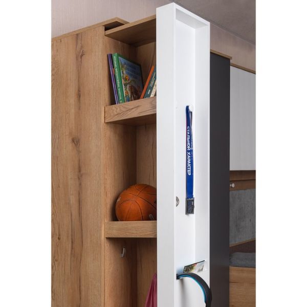 Шкаф «Лойс 85», 300 ? 400 ? 2113 мм, цвет дуб золотистый / белый / графит