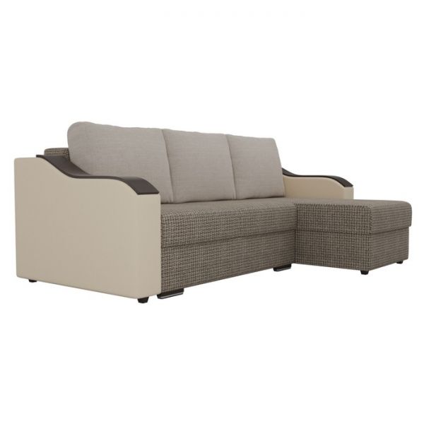 Угловой диван «Монако», механизм еврокнижка, рогожка, цвет бежевый / коричневый