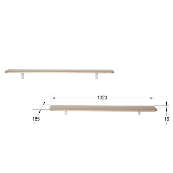 Комплект полок «Сочи 1020» (2 шт), 1020 ? 185 ? 16 мм, цвет дуб белёный