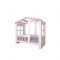 Детская кровать-чердак «Астра домик», без ящика, цвет белый / розовый