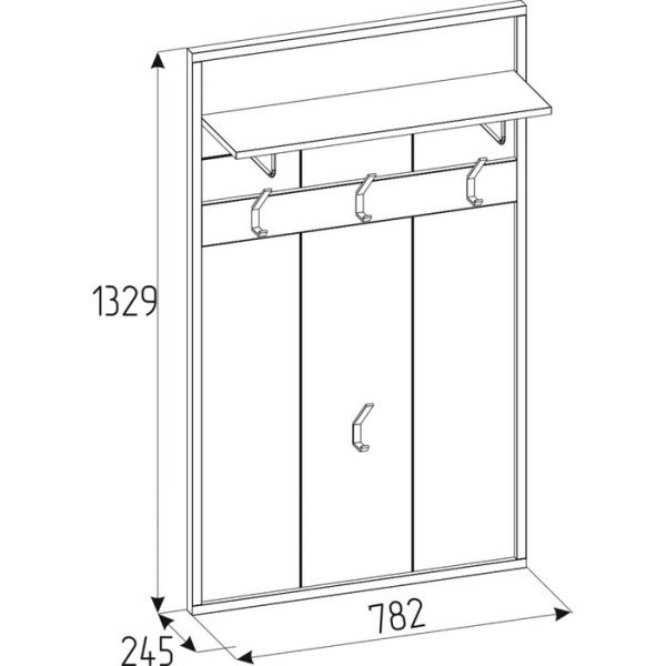Вешалка Nature 76, 782 ? 245 ? 1329 мм, цвет дуб табачный craft / чёрный