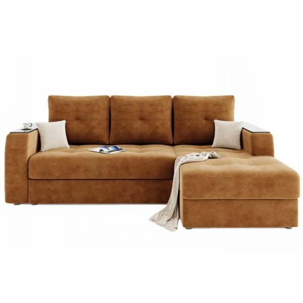 Угловой диван «Сенатор», механизм пантограф, ППУ, угол правый, велюр, селфи 01 / селфи 03