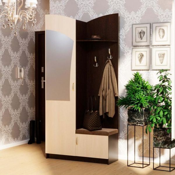 Прихожая «Саша 1», 1000 ? 370 ? 2100 мм, ЛДСП, зеркало, цвет венге / млечный дуб