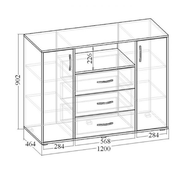 Комод «Венеция 9», 3 ящика и 2 двери, цвет ясень анкор тёмный / ясень анкор светлый