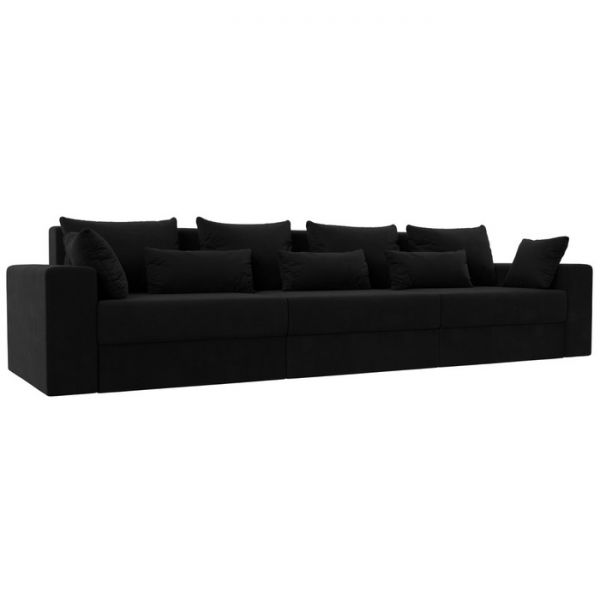 Диван прямой «Мэдисон Long», механизм еврокнижка, микровельвет, цвет чёрный