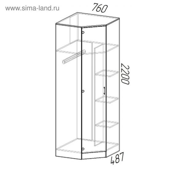 Шкаф угловой ЭКО 760/760х2200х481 Ясень шимо темный/Ясень шимо светлый