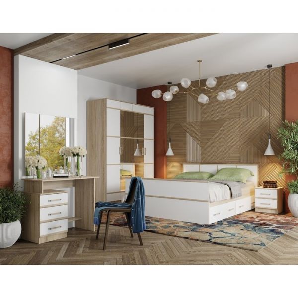 Косметический стол Сакура 900х450х1550 дуб сонома/белый