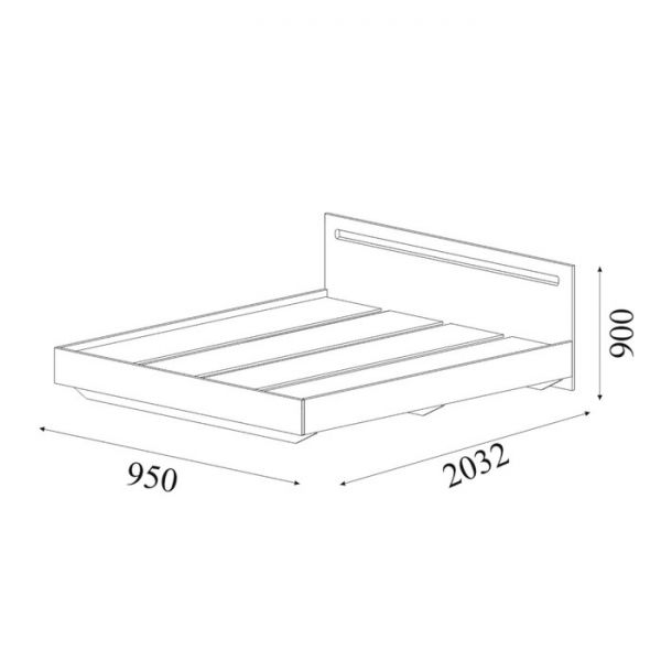 Кровать односпальная с/м 900*2000 Хлоя, 942х2032х900, Белый глянец МДФ/ Белый ЛДСП