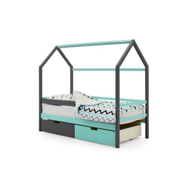 Детская кровать-домик Бельмарко Svogen графит-мятный
