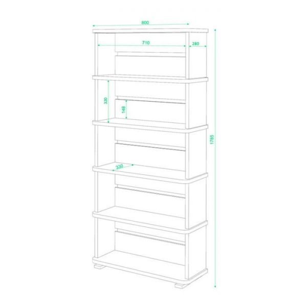 Стеллаж, 800 ? 330 ? 1790 мм, цвет белый жемчуг