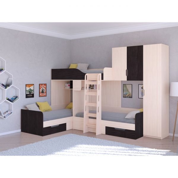 Детский комплекс «Трио 2», цвет дуб молочный / венге