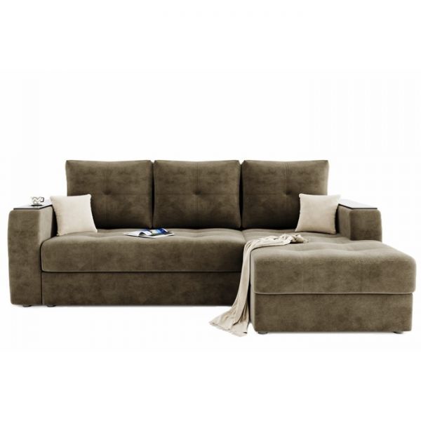 Угловой диван «Сенатор», механизм пантограф, ППУ, угол правый, велюр, селфи 01 / селфи 03