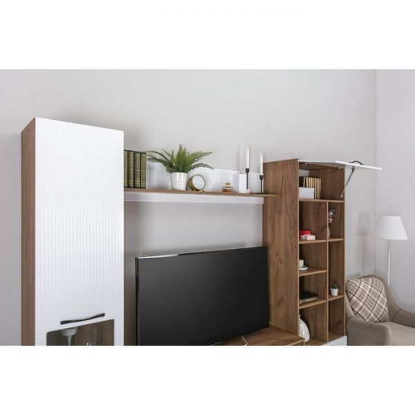 Полка Манхеттен 15.54, 1386х216х256, Дуб крафт табачный/ Белый глянец