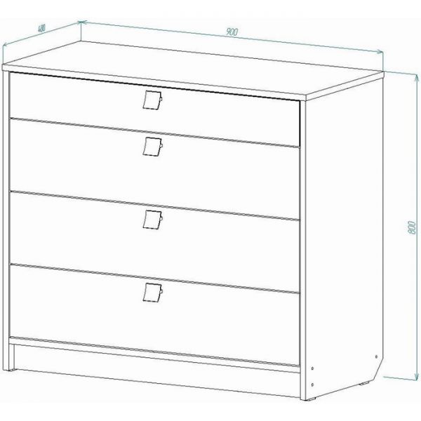 Комод К-8 800х900х400 Дуб молочный/Ясень Шимо Темный/Темный