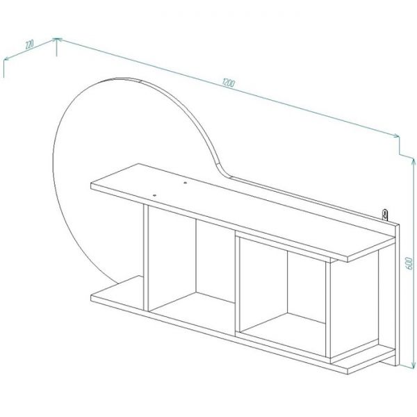 Полка навесная П-34 Футбол 600х1200х220 Серый/Красный/Ясень Шимо Светлый/ Красный