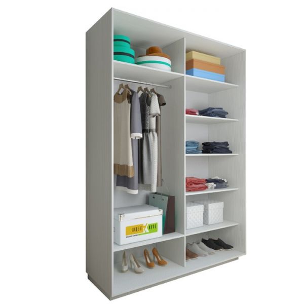 Шкаф-купе «Акцент-Квадро КВ», 1000 ? 600 ? 2310 мм, вставки версаль, выбеленное дерево