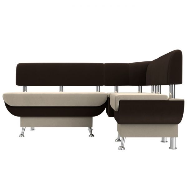 Кухонный угловой диван «Альфа», микровельвет, цвет бежевый / коричневый