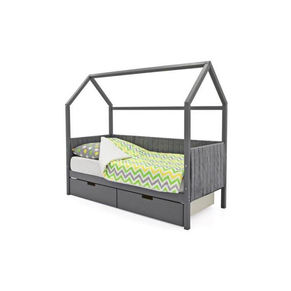 Детская кровать-домик мягкий Бельмарко  Svogen графит