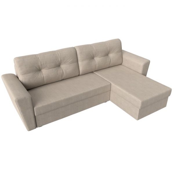 Угловой диван «Амстердам лайт», еврокнижка, правый угол, рогожка, цвет бежевый