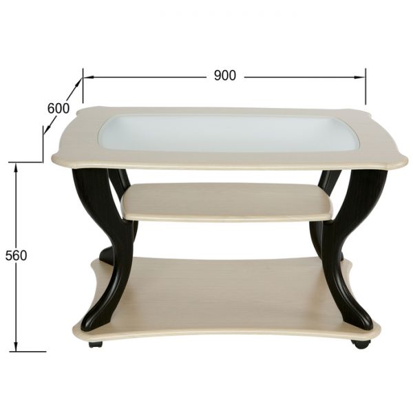 Стол журнальный «Маэстро», со стеклом сжс-02, 900 ? 600 ? 560 мм, цвет дуб белёный