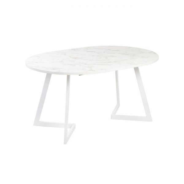 Стол РИМ D-940/1390х940х760 Мрамор Белый/Опора Гермес белая глянцевая