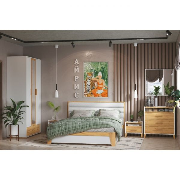 Кровать Люкс «Айрис 308», 2000 ? 1400 мм, без основания, цвет белый / дуб золотистый