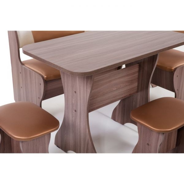 Кухонный уголок универсальный Тюльпан 1350х1000х840 Шимо ясень темный/Шоколад крем беж