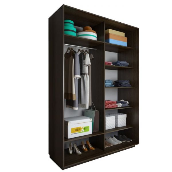 Шкаф-купе «Акцент-Квадро Д», 1000 ? 600 ? 2310 мм, вставки зеркало, лдсп, цвет венге