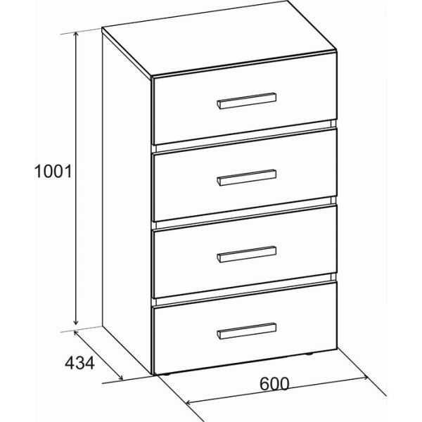 Комод Nature 45, 600 ? 434 ? 1001 мм, цвет гаскон пайн / чёрный