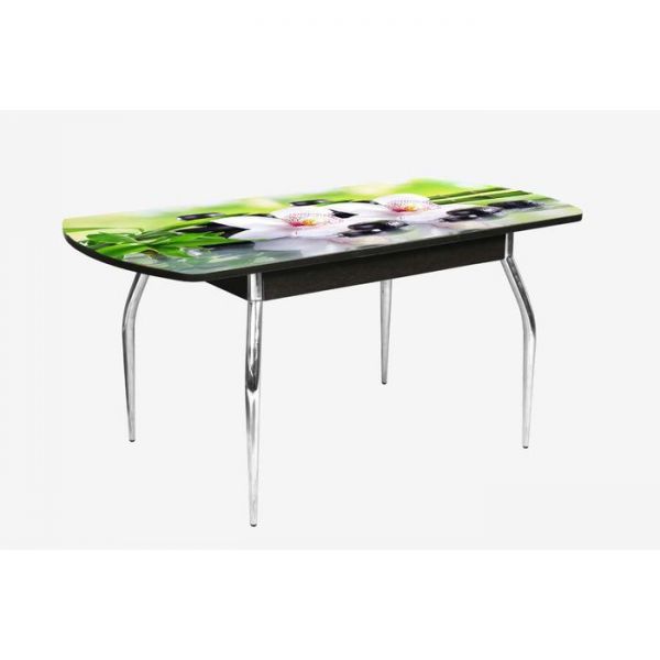 Стол раздвижной «Грация», 1100(1450) ? 700 ? 750 мм, глянец, хром, цвет белёный дуб / R045