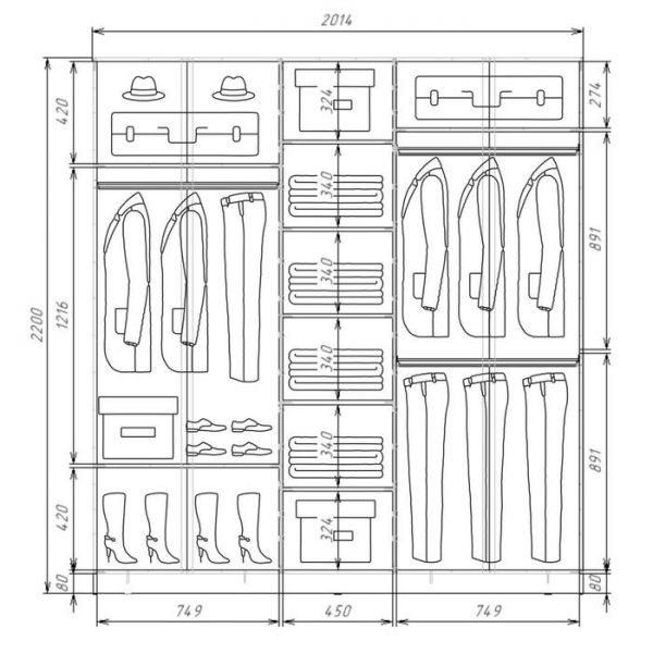 Шкаф-купе Хит-22-20-151, 2000x620x2200, Белый фасад шагрень