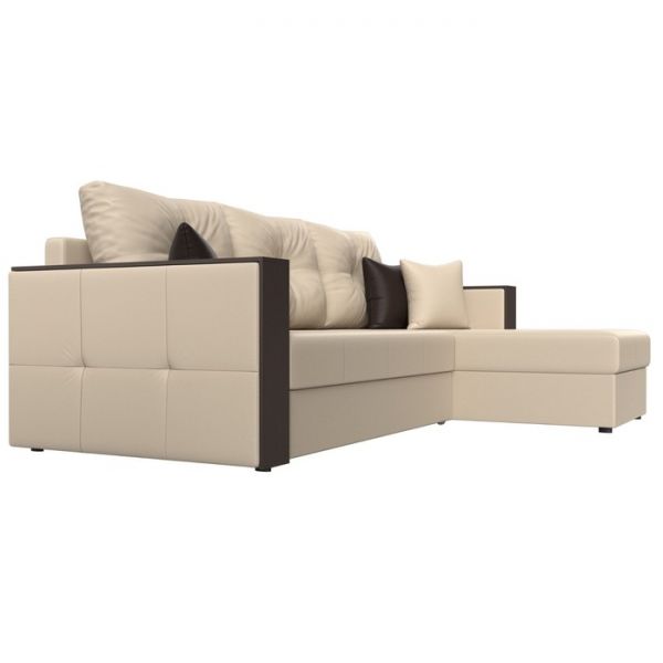 Угловой диван «Валенсия», механизм дельфин, экокожа, цвет бежевый