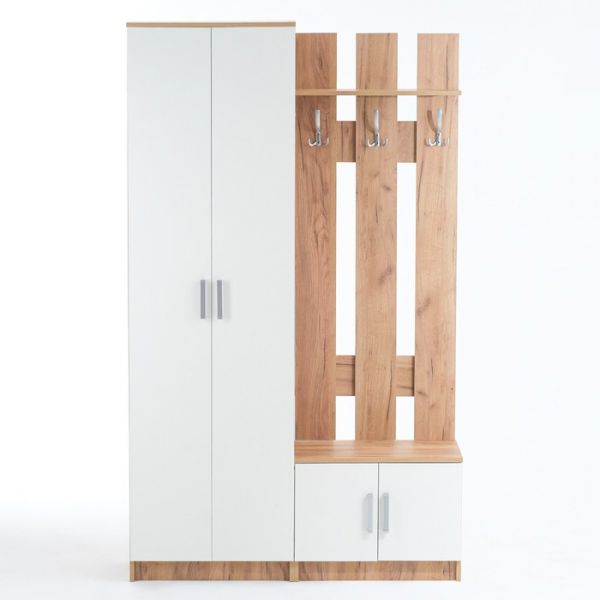 Прихожая Осирис, 1182х370х1994, Дуб крафт золотой/Белый