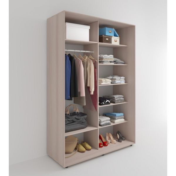 Шкаф-купе «Акцент-Лайт ДЗ», 1000 ? 600 ? 2310 мм, ЛДСП, зеркало, цвет ясень шимо светлый