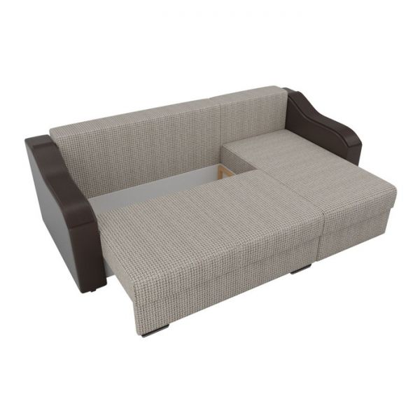 Угловой диван «Монако», механизм еврокнижка, рогожка, цвет бежевый / коричневый