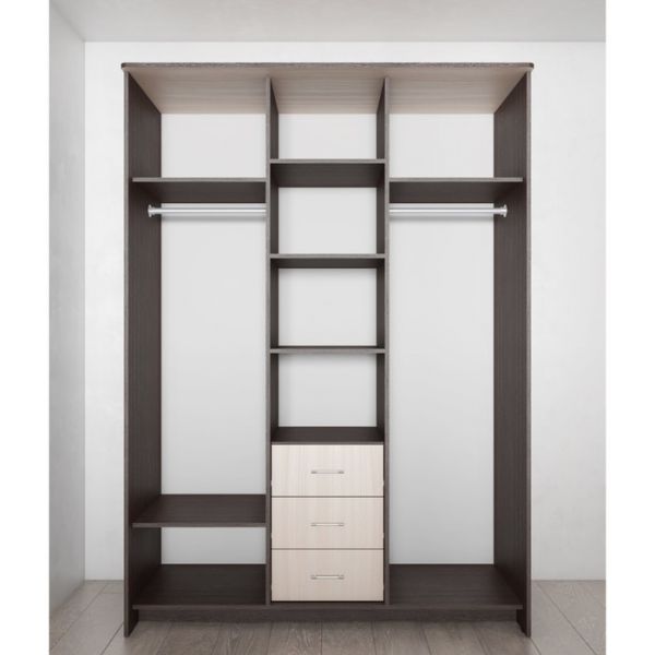 Шкаф-купе с зеркалом 2100х1500х650 Дуб выбеленный/Венге