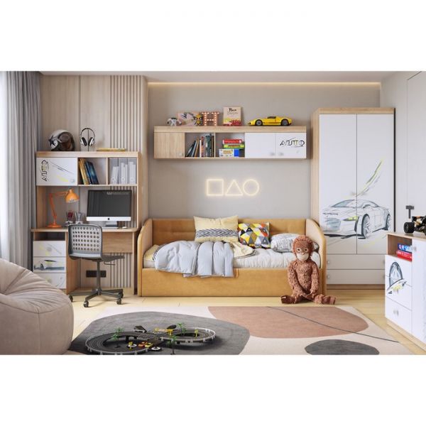 Софа с орт. основанием + ПМ Альба 900х2000 медовый (велюр)