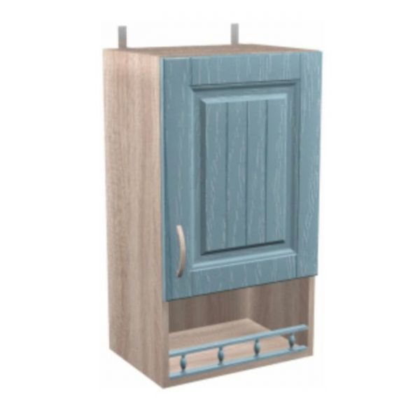 Шкаф навесной с полкой Кантри 400х300х720 Дуб молочный/Голубой