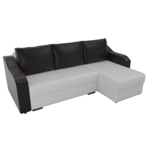 Угловой диван «Монако», механизм еврокнижка, экокожа, цвет бежевый / коричневый