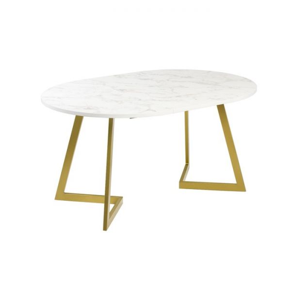 Стол РИМ D-940/1390х940х760 Мрамор Белый/Опора Гермес золотая