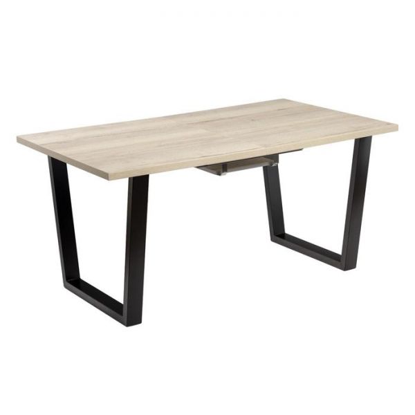 Стол АТЛАНТ-09 1620/2220*950х750 Галифакс белый/Опора АТЛАНТ-Черный матовый