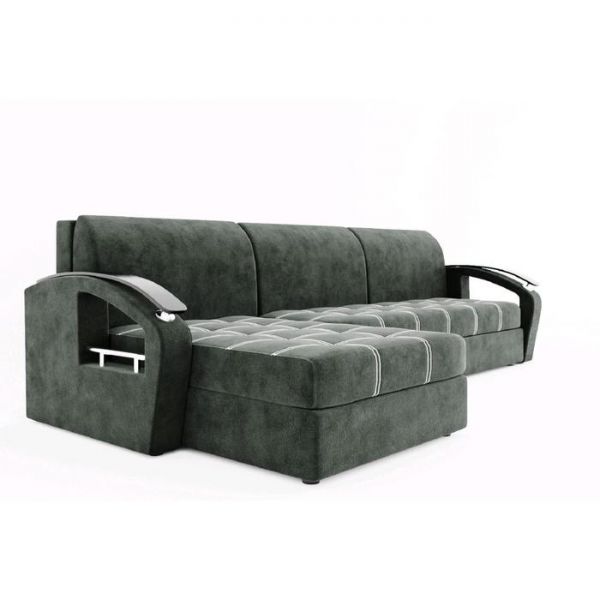 Угловой диван «Дубай», угол левый, еврокнижка, МДФ венге, цвет селфи 01, подушки селфи 03