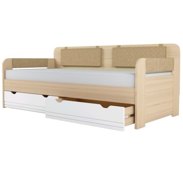 Кровать-тахта с подушками «Стиль 900.4», 2000 ? 900 мм, цвет туя светлая / лайм