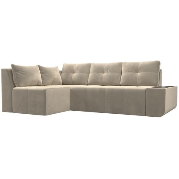 Угловой диван «Амадэус», правый угол, микровельвет, цвет бежевый