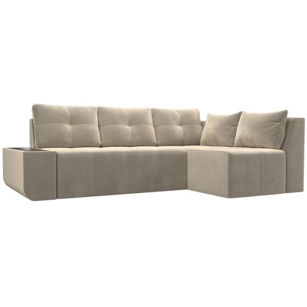 Угловой диван «Амадэус», правый угол, микровельвет, цвет бежевый